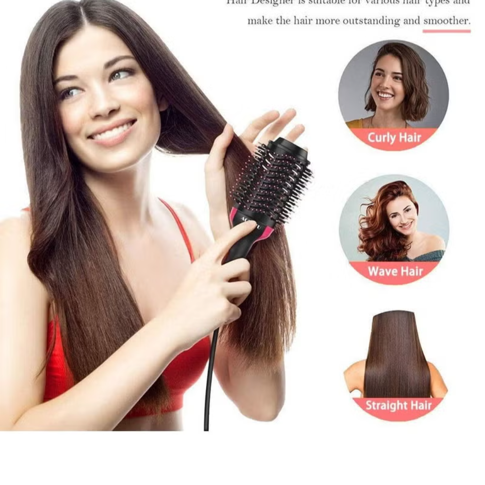 فرشاة وتصفيف الشعر 4 في 1 - مجفف ومصفف بخطوة واحدة لشعر ناعم