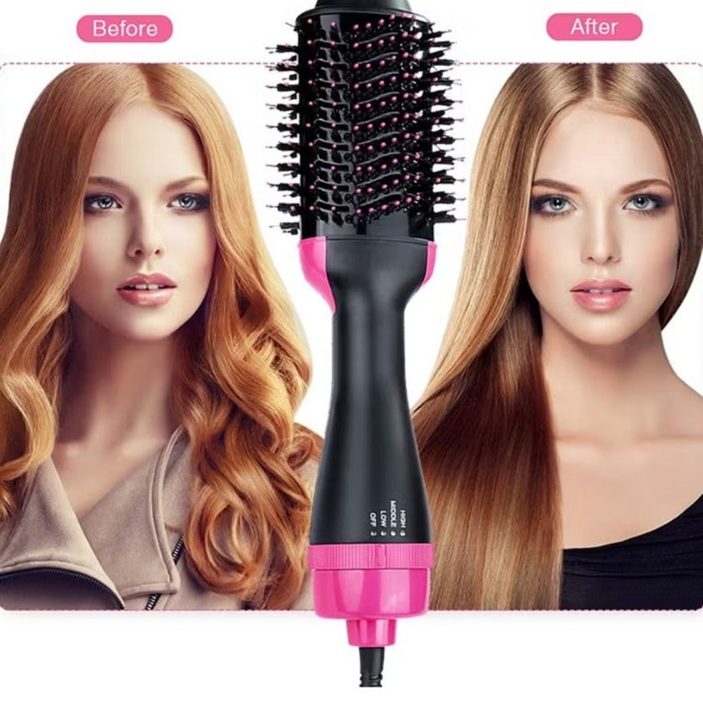 فرشاة وتصفيف الشعر 4 في 1 - مجفف ومصفف بخطوة واحدة لشعر ناعم